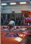 painting group with dancing model in "het voorbeeld" Amsterdam 2004