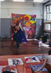 painting with dancing model in ‘het voorbeeld’ Amsterdam 2004 