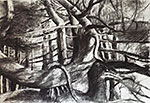light on tree: charcol on paper 104/148cm